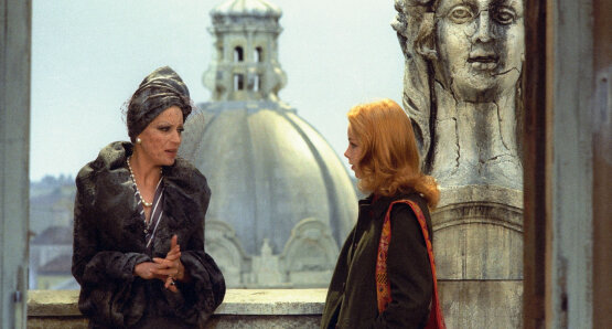 Silvana Mangano and Claudia Marsani in a scene from CONVERSATION PIECE. A Kino Lorber release.