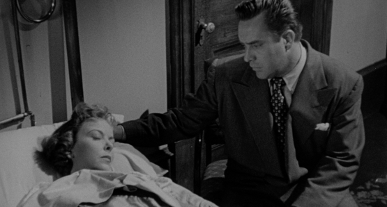 Harry (Edmund O'Brien) contemplates telling Phyllis (Ida Lupino) the truth about himself in Lupino's THE BIGAMIST.
