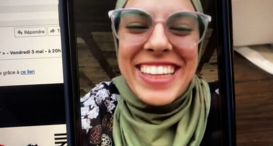 Fatma Hassona in a scene from PUT YOUR SOUL ON YOUR HAND AND WALK. A Kino Lorber release.